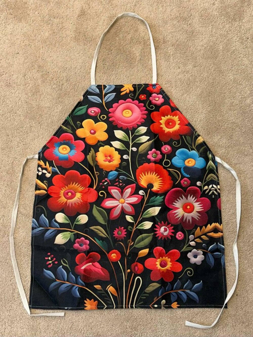 Mexican Flower Non Embroidery Printed Polyester Kitchen Cooking Apron